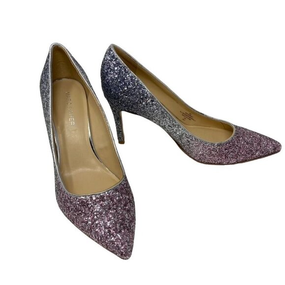 Marc Fisher Sz 8 MFDARRENY Pointed-Toe Glitter Pump Heels Ombre Silver Pink NWOB - Picture 10 of 13